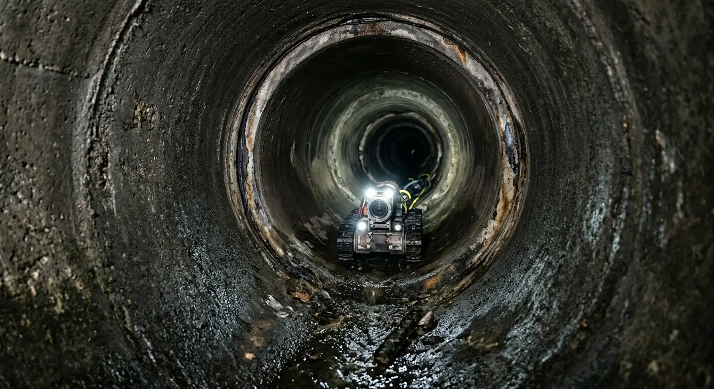 Robotic sewer camera inspecting pipe interior for Sewer Line Repair in Gunnison